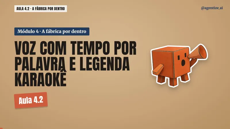Quadro da aula 4.2: voz com tempo por palavra e legenda karaokê